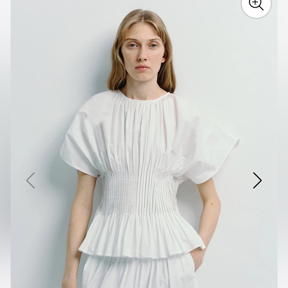 NWT Rue Sophie Piquenique Pintuck Shirt XS White